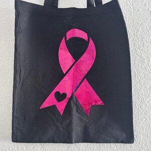 Holographic Breast Cancer Ribbon Black Tote